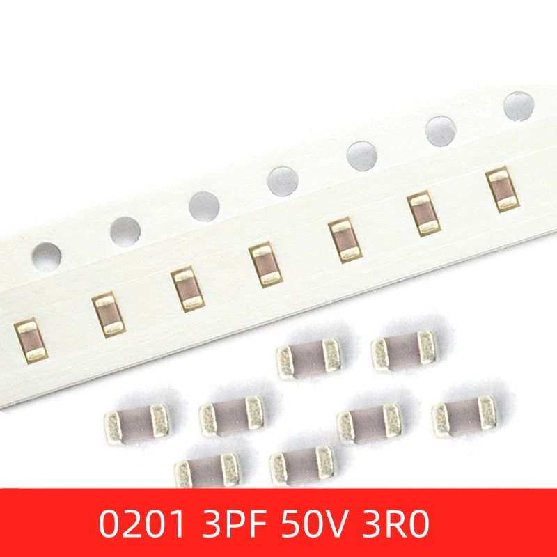100шт Керамичен кондензатор SMD 0201 3PF 50V ± 0.25 PF с чип 3R0C от материал КПГ NPO Изображение 0