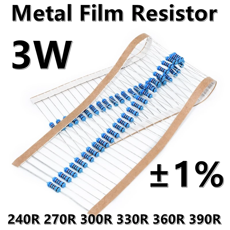 (10шт) 3 W Метален филмът резистор 1% пятицветный околовръстен точност резистор 240R 270R 300R 330R 360R 390R Ω Ω Изображение 0