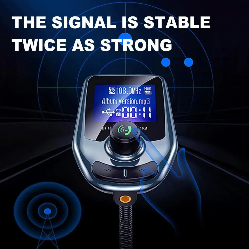 Безжична автомобилен Bluetooth FM трансмитер Aux Поддържа зареждане QC3.0 високи и бас честотите на Музикален плейър, зарядно устройство за бързо действие Изображение 0