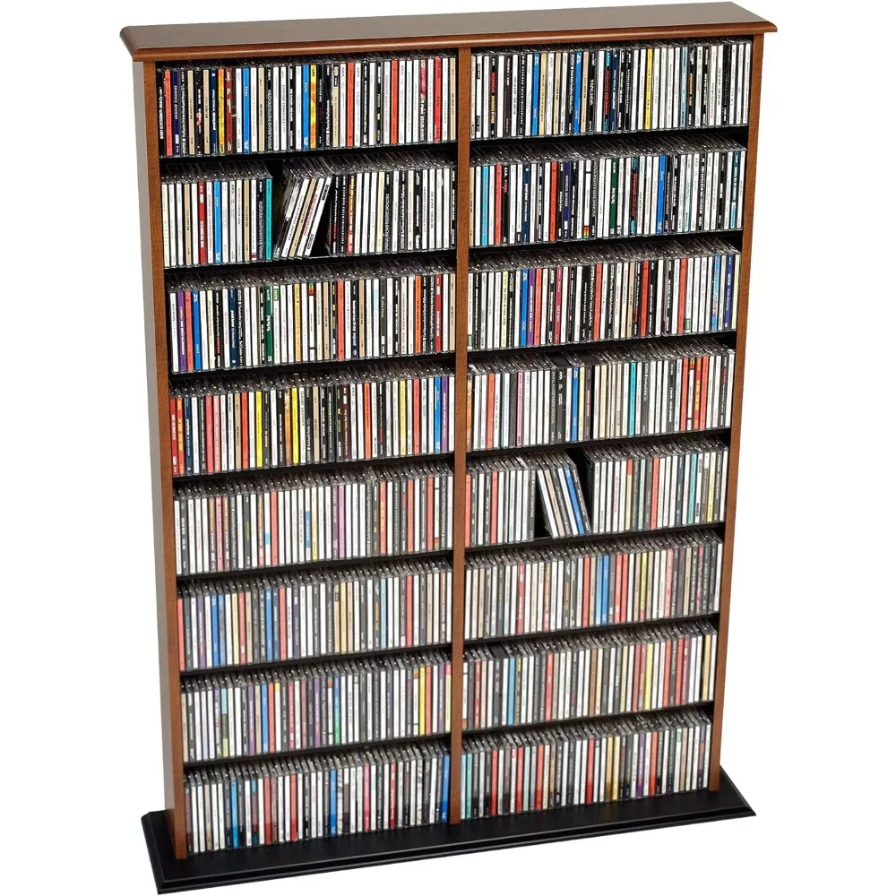 Двойно стенни стойка за CD/ DVD, черешово-черна Изображение 0