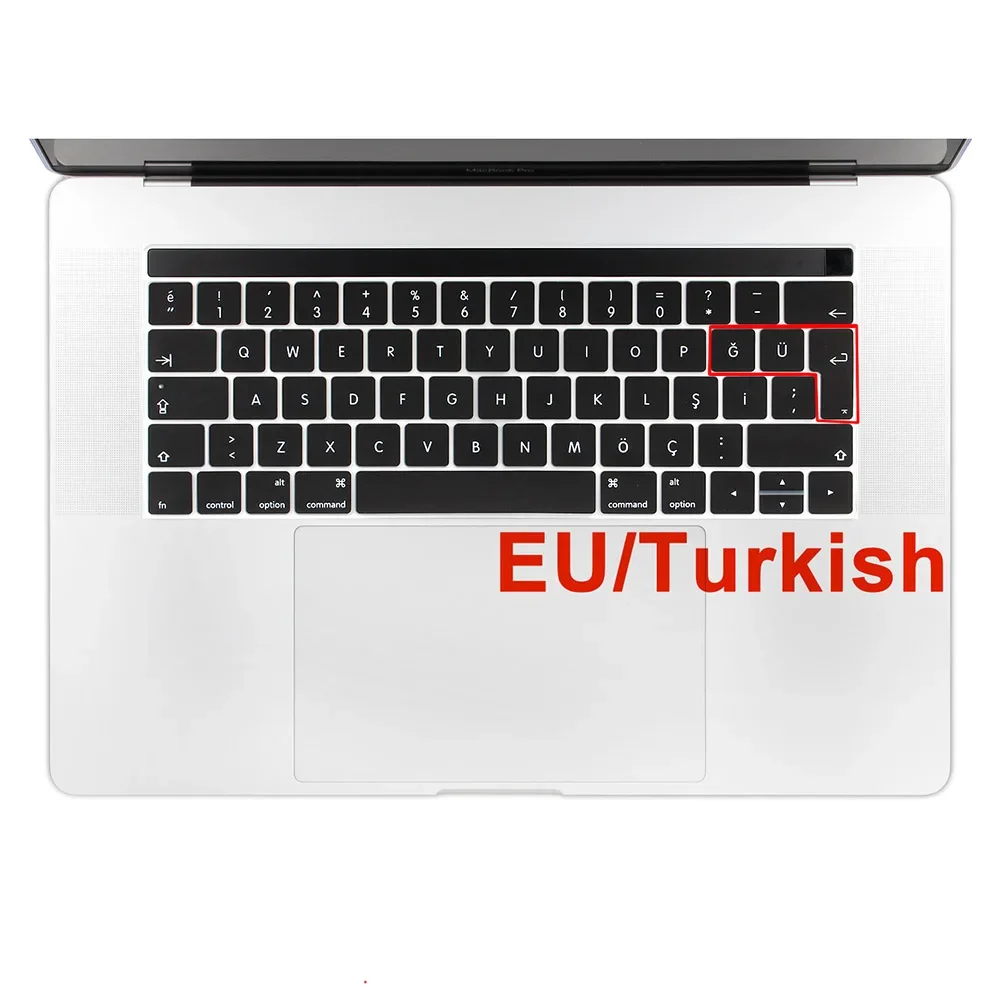 Европейската Версия на Turkish Q Ультратонкая Силикон за клавиатурата за Macbook Air Pro 12 13 15 2019 A1278 A1466 A1706 A1707 TouchBar Изображение 0