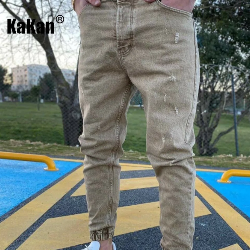 Какан - Цветни тесни дънки с дупки, са доста популярни в Европа и САЩ, Нови гамаши Jeans за мъже K016-2015 г. Изображение 0
