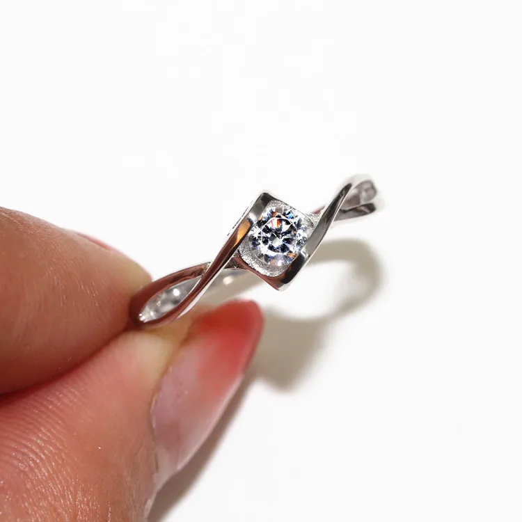 Лъскави сватбени пръстени с цирконии ААА за жени, сребърни кристали, годежни пръстени за жени, бижута Анел bague femme, подарък Изображение 0