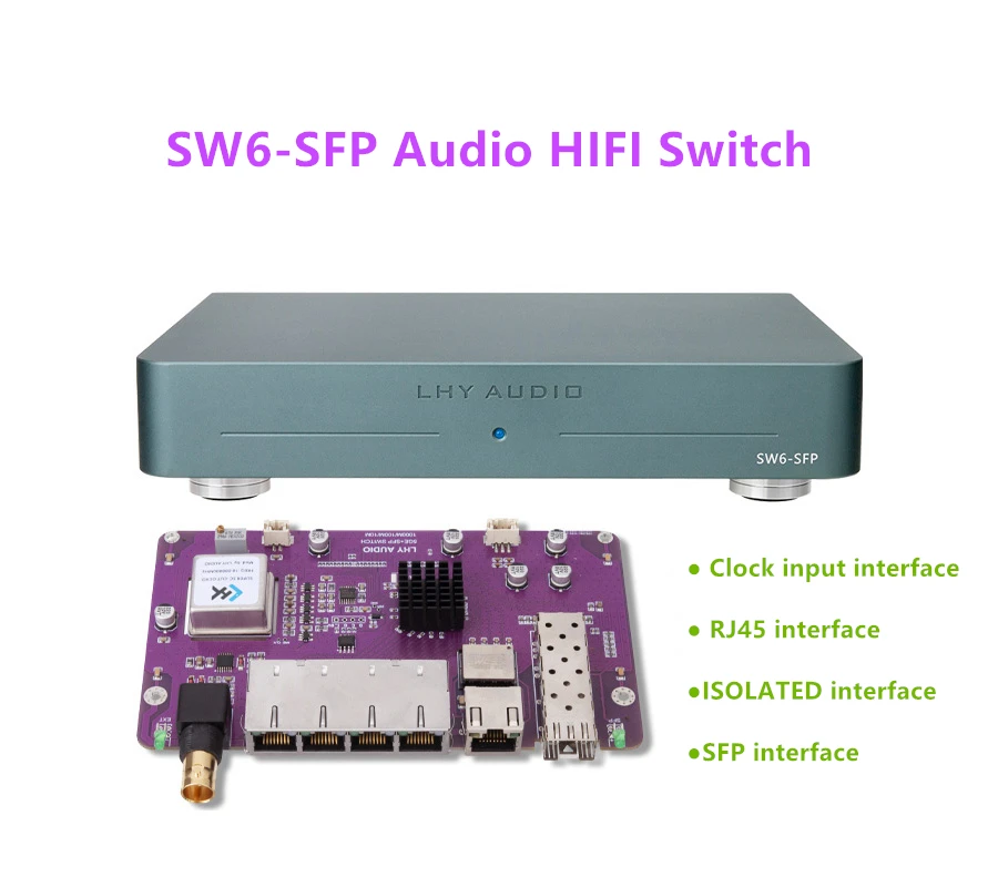 Напълно Линеен Кварцов генератор OCXO Постоянна температура, захранвани от постоянен ток SW6-SFP Audio hi-fi Switch Изображение 0
