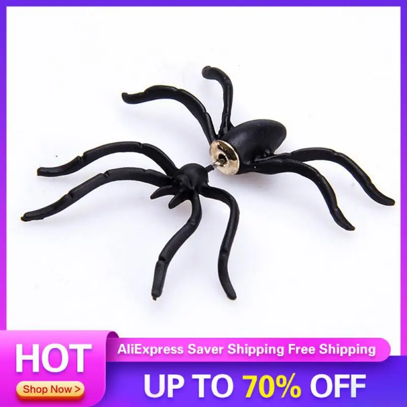 Обеци в формата на животни за Хелоуин, забавни обеци в формата на животни за Хелоуин, украса за партита и празници, интересни обеци в формата на 3D-паяци, 4 см Изображение 0