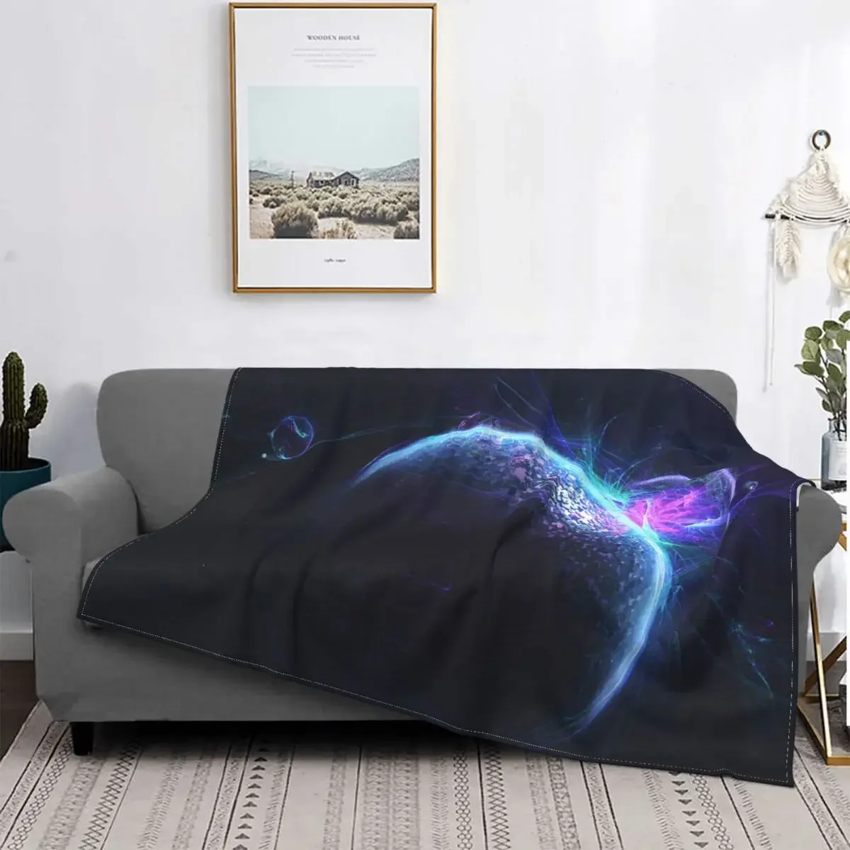 Одеяла Space Collision, Фланелевое Лятно Одеало Galaxy Universe, Дышащее Супер Мека Покривка за дивана, Стеганое одеяло Изображение 0