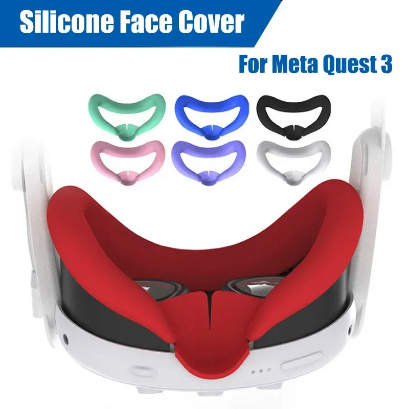 Силиконов калъф за лице Meta Quest, 3 сменяеми точки, защитен калъф за интерфейс, виртуална реалност, цветна маска за очи, защищающая от пот Изображение 0