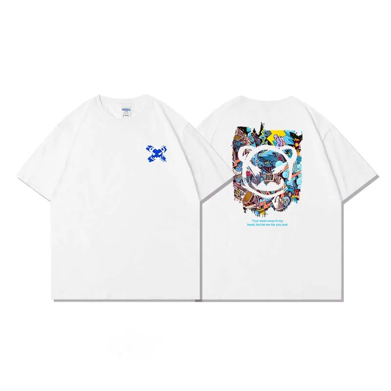 Уникални мъжки дрехи, свободна памучен тениска с обемен шрифтовым принтом в стил харадзюку и хип-хоп, върхове Y2K Изображение 0