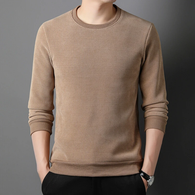 2023 Мъжки пуловер, пуловер, обикновен пуловер с дълъг ръкав и кръгло деколте, ежедневни мъжки дрехи Изображение 1