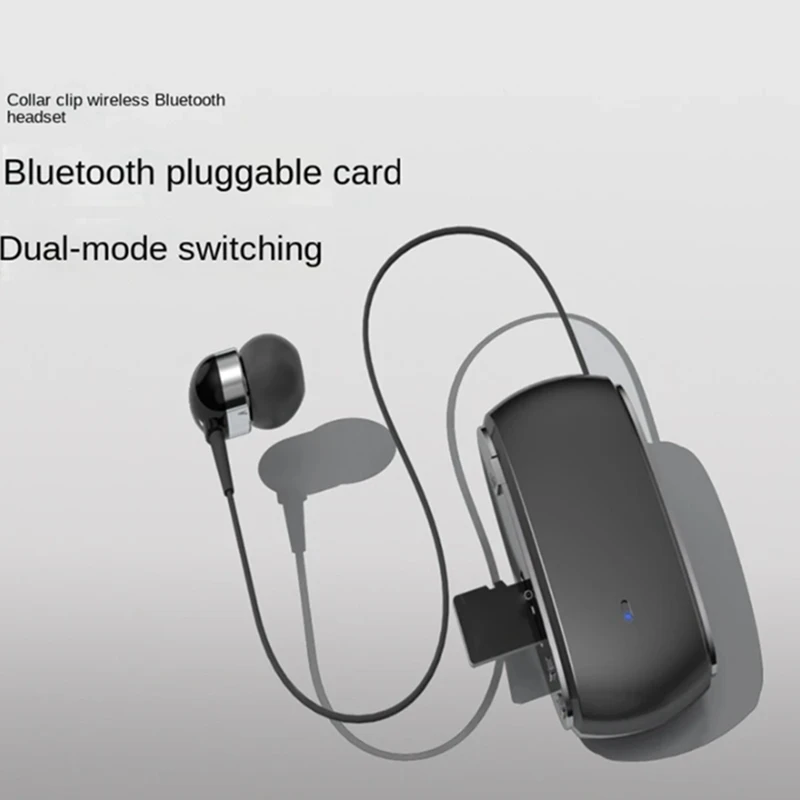K68 Bluetooth слушалка петличного тип, прибиращ се игра на карти, слушалки, богат на функции слушалки-клипса, MP3 плейър, записващо устройство, дълголетие Изображение 1
