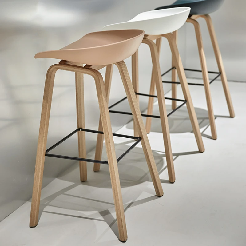 Дизайн на Бар столове от масивно Дърво Модерна Проста-часова Високо Столче в скандинавски Минимализме Мебели Taburete Alto Sandalye HD50BY Изображение 1