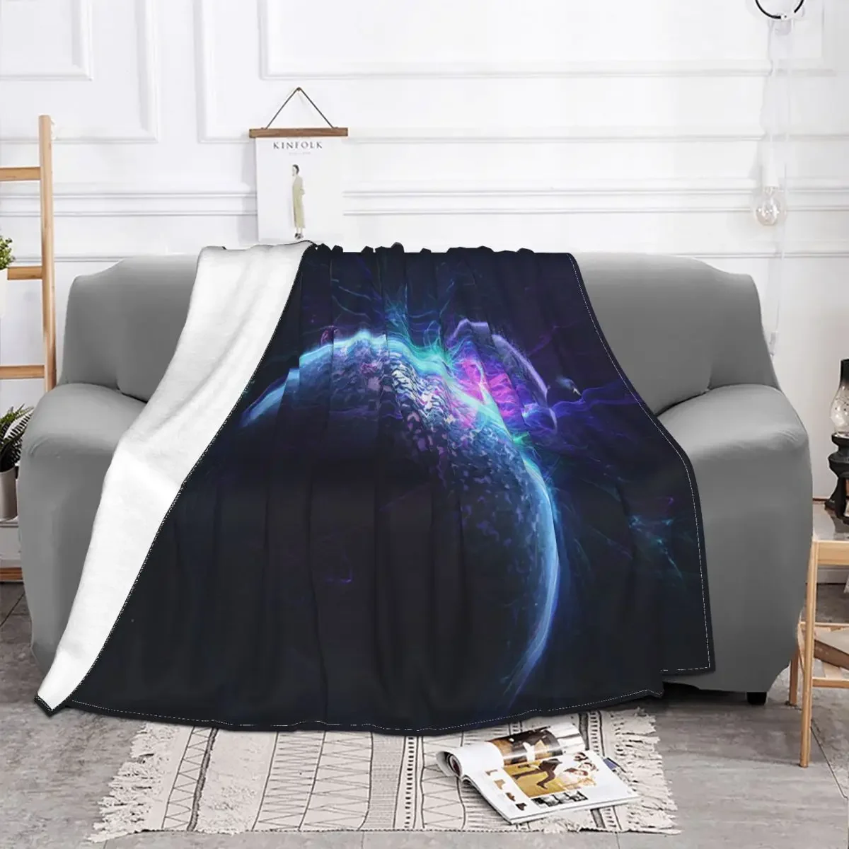 Одеяла Space Collision, Фланелевое Лятно Одеало Galaxy Universe, Дышащее Супер Мека Покривка за дивана, Стеганое одеяло Изображение 1
