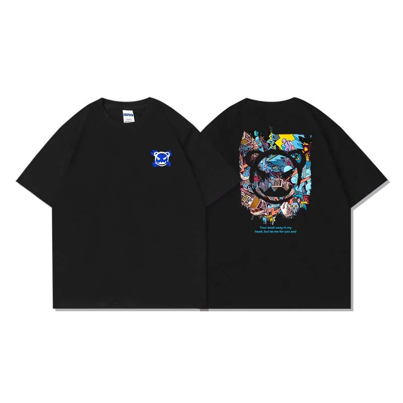 Уникални мъжки дрехи, свободна памучен тениска с обемен шрифтовым принтом в стил харадзюку и хип-хоп, върхове Y2K Изображение 1