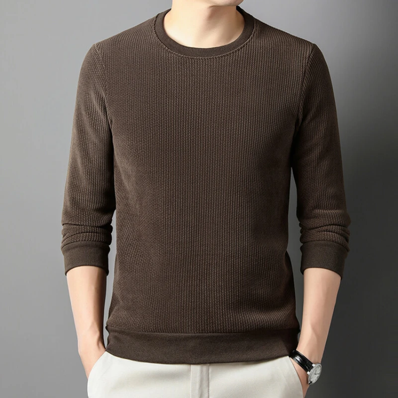 2023 Мъжки пуловер, пуловер, обикновен пуловер с дълъг ръкав и кръгло деколте, ежедневни мъжки дрехи Изображение 2