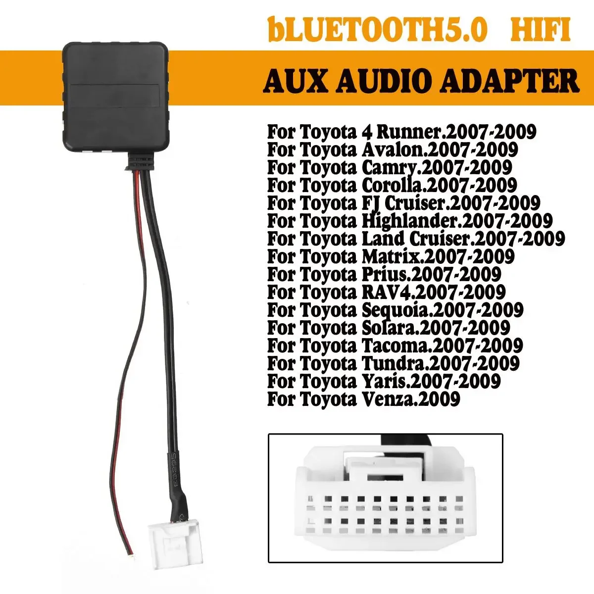 Автомобилен Bluetooth, AUX кабел Hi-Fi, аудиоадаптер, безжичен музикален интерфейс за Toyota 4 Runner Camry за Matrix 2007-2009 Изображение 2