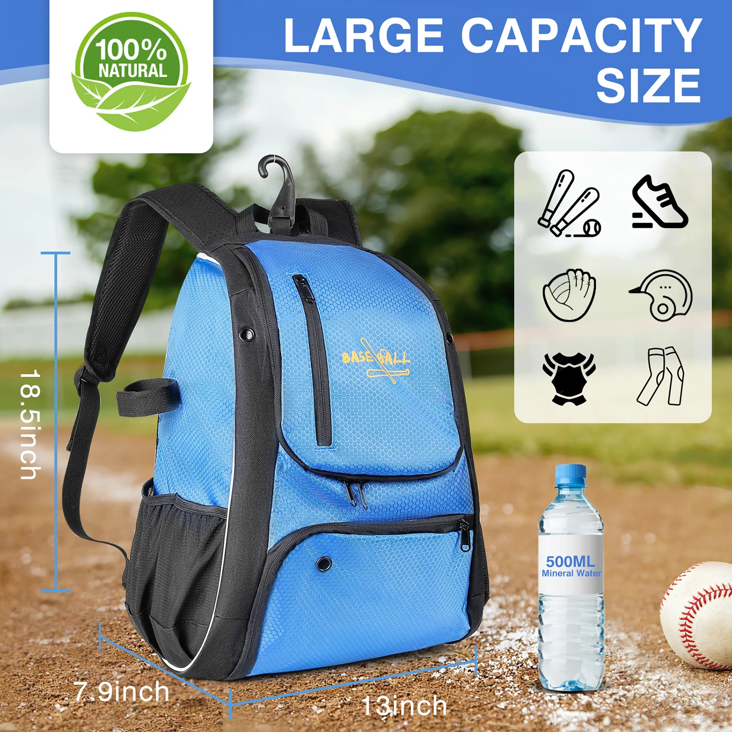 Бейзболен раница Дамски универсална бейзболна чанта за деца Спортно оборудване за тренировки Чанта за бейзболни ръкавици Стоки за практикуване на софтболом Изображение 2