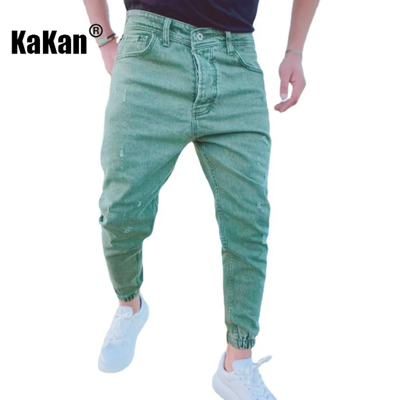 Какан - Цветни тесни дънки с дупки, са доста популярни в Европа и САЩ, Нови гамаши Jeans за мъже K016-2015 г. Изображение 2