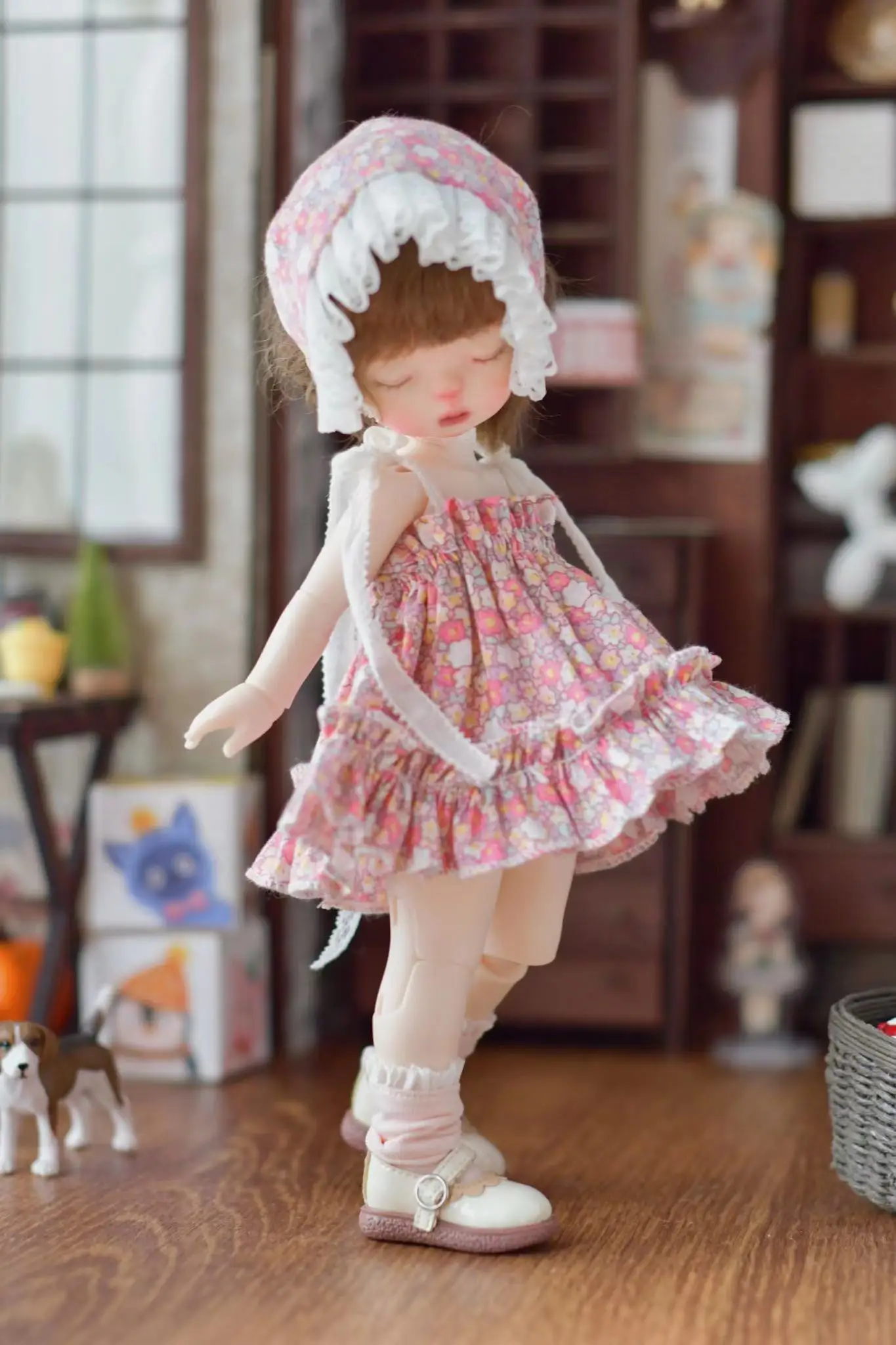 Облекло за кукли BJD подходящ за 1/6 размер скъпа стоп-моушън облекло сънливи пола на подтяжках сладък цветен костюм и аксесоари за кукли (3 точки) Изображение 2