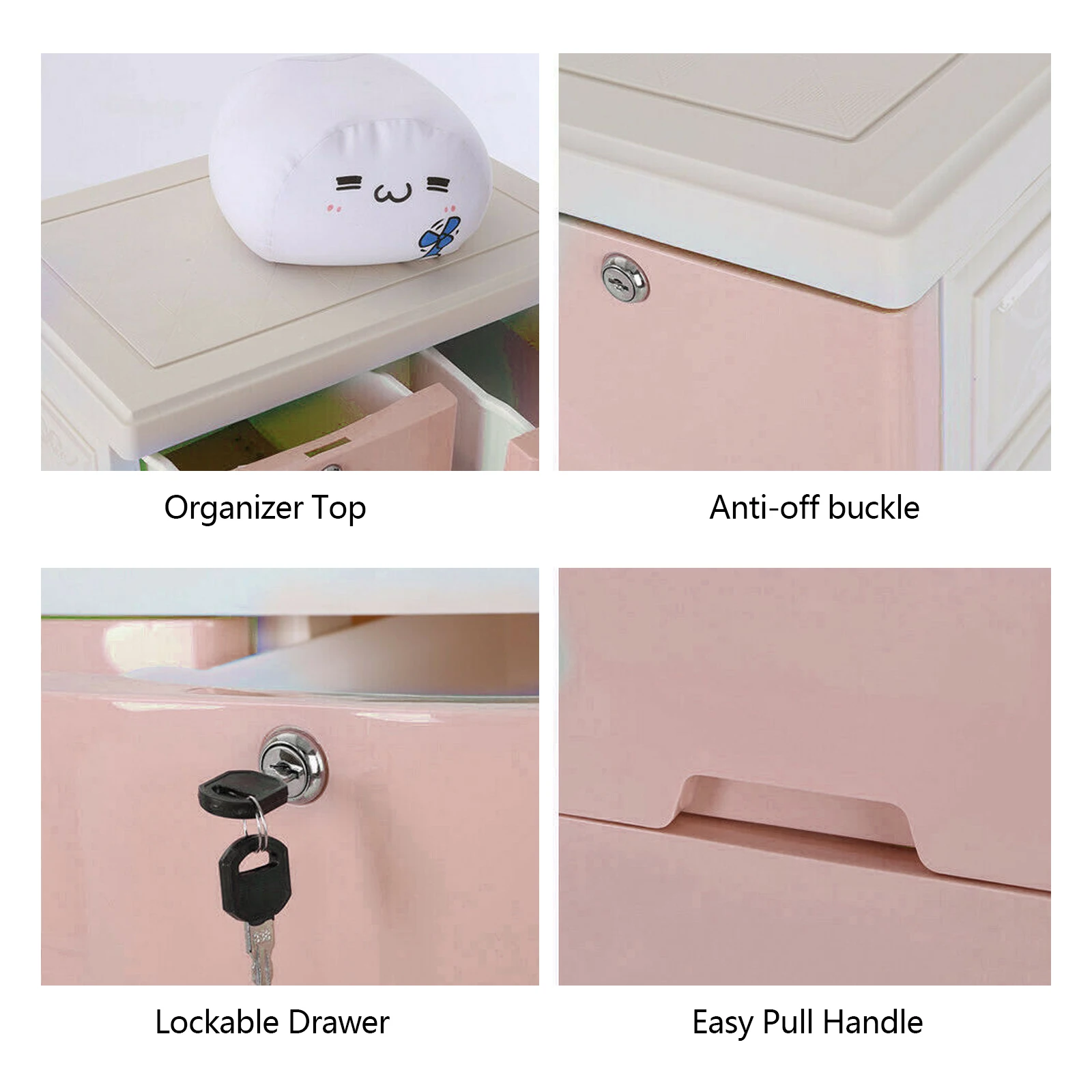 Розов Пластмасов шкаф с 6 чекмеджета, Шкаф-органайзер за съхранение, Домашен офис, Спалня Изображение 2