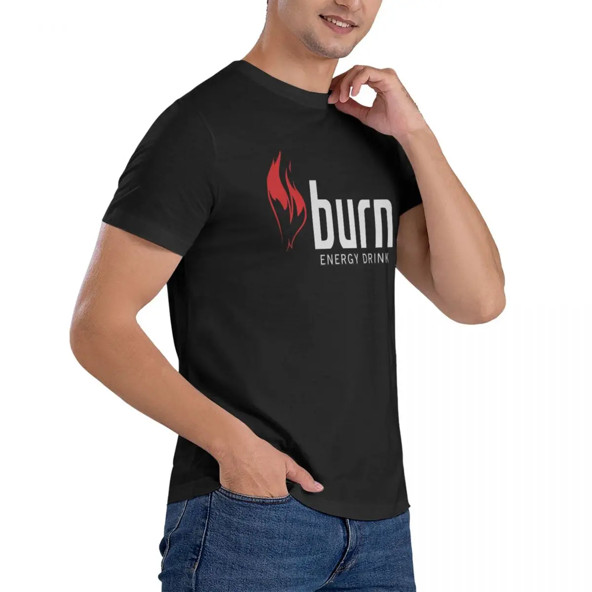 Тениски със забавни напитки, мъжки тениски от 100% памук кръгло деколте, ризи с къс ръкав Burn Energy Drink, върхове с графичен принтом Изображение 2