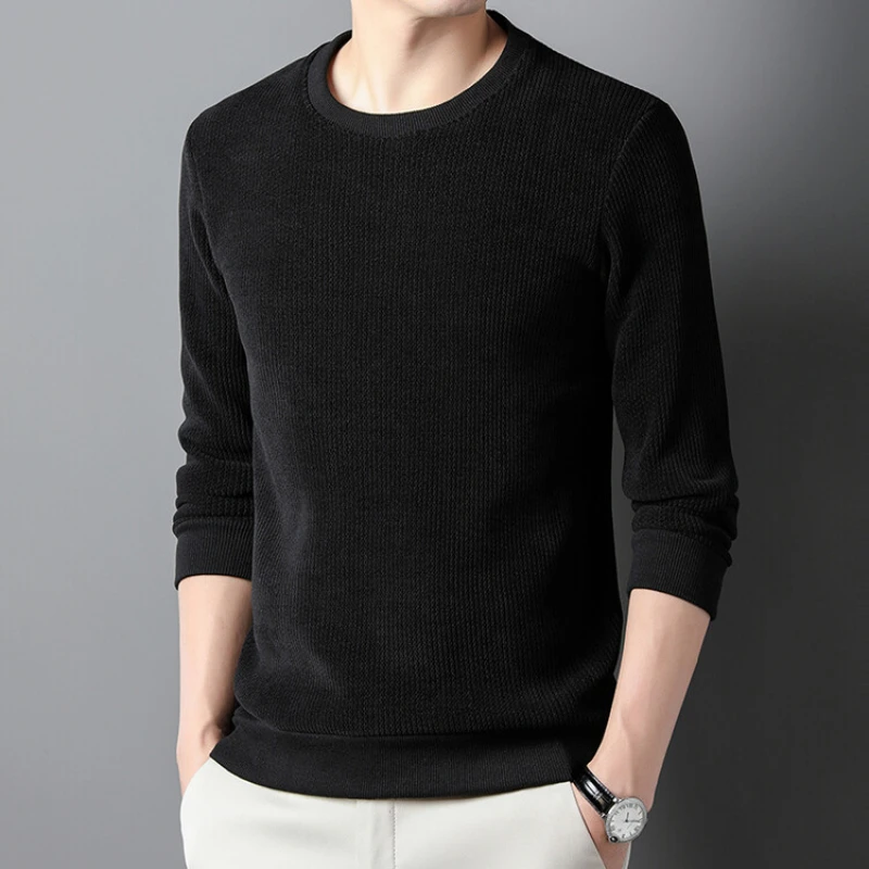2023 Мъжки пуловер, пуловер, обикновен пуловер с дълъг ръкав и кръгло деколте, ежедневни мъжки дрехи Изображение 3