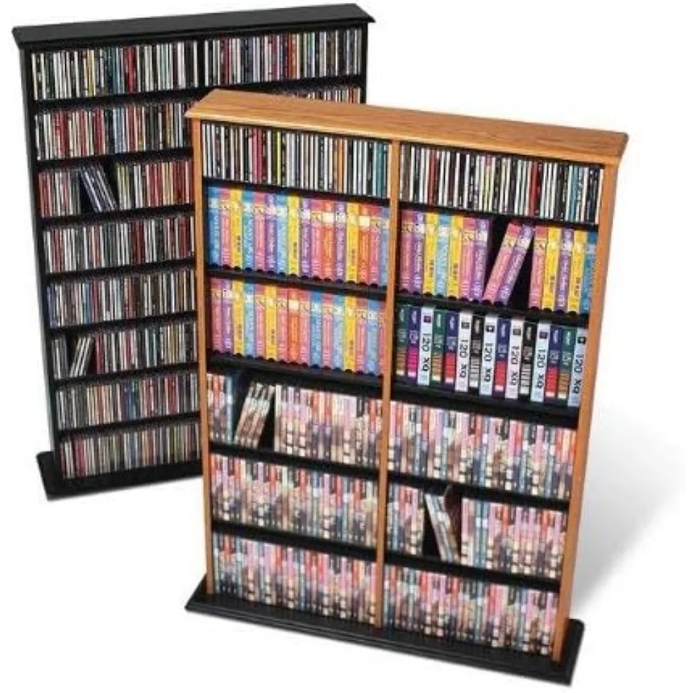 Двойно стенни стойка за CD/ DVD, черешово-черна Изображение 3