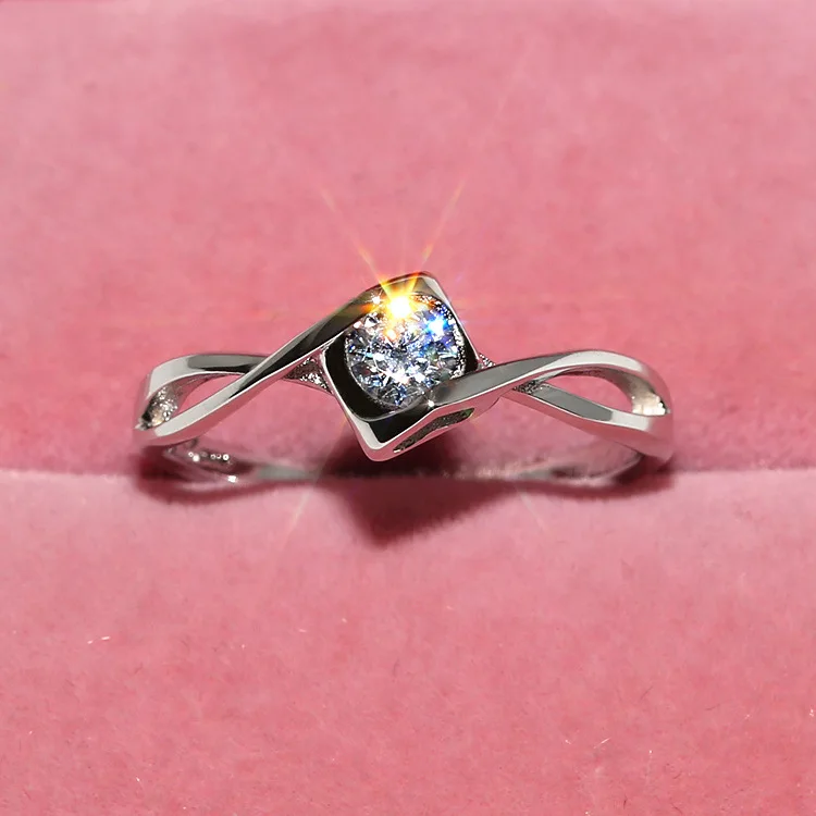Лъскави сватбени пръстени с цирконии ААА за жени, сребърни кристали, годежни пръстени за жени, бижута Анел bague femme, подарък Изображение 3