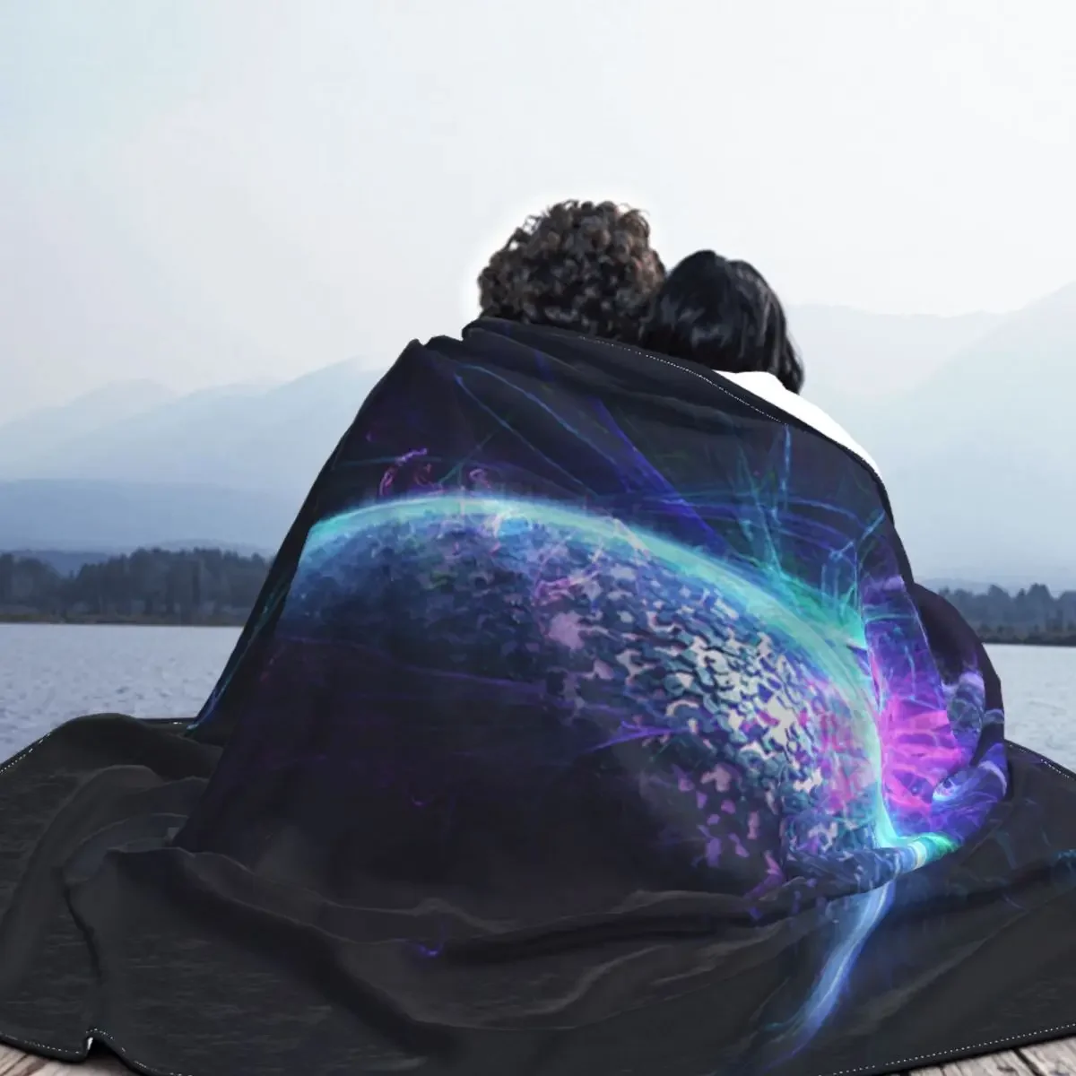 Одеяла Space Collision, Фланелевое Лятно Одеало Galaxy Universe, Дышащее Супер Мека Покривка за дивана, Стеганое одеяло Изображение 3