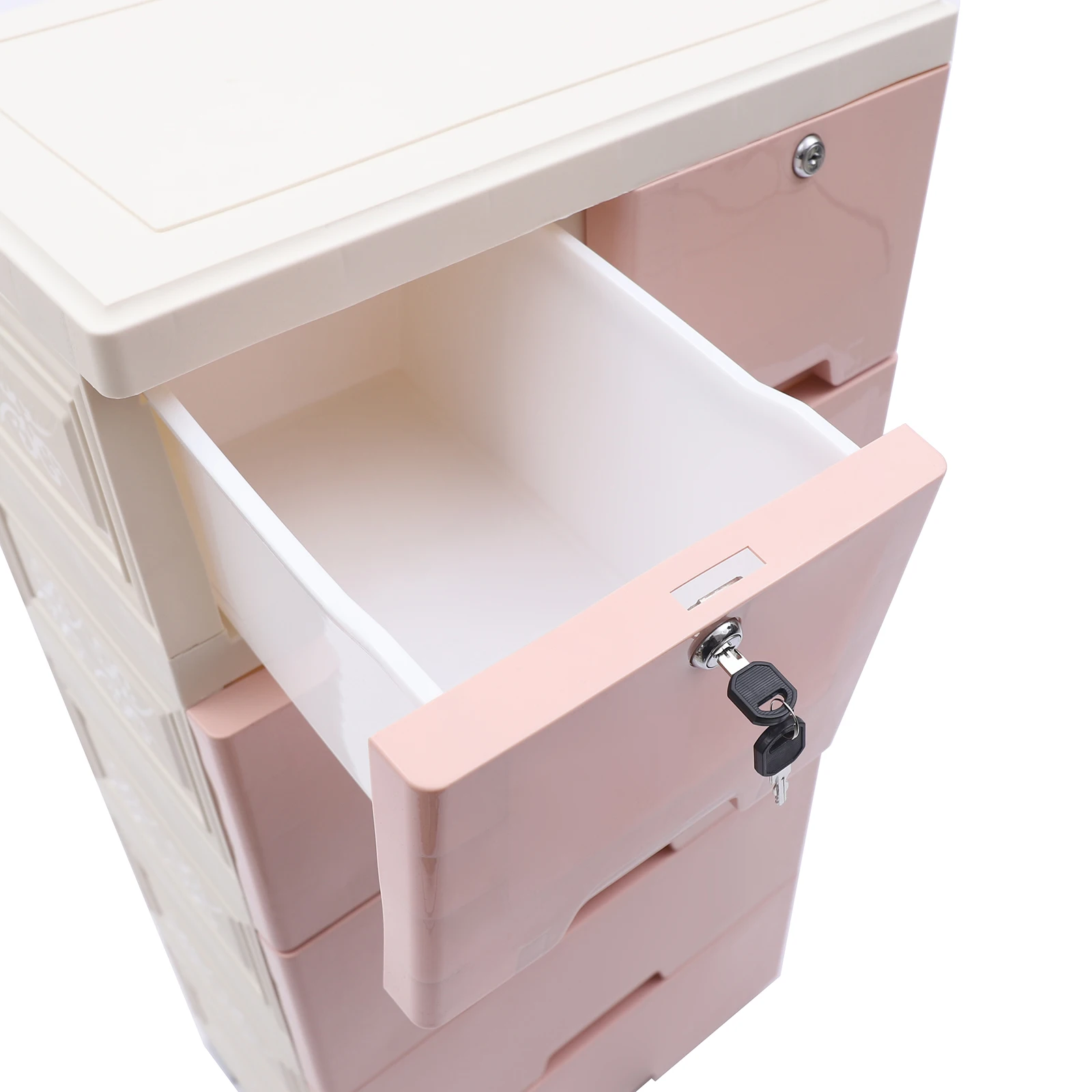 Розов Пластмасов шкаф с 6 чекмеджета, Шкаф-органайзер за съхранение, Домашен офис, Спалня Изображение 3