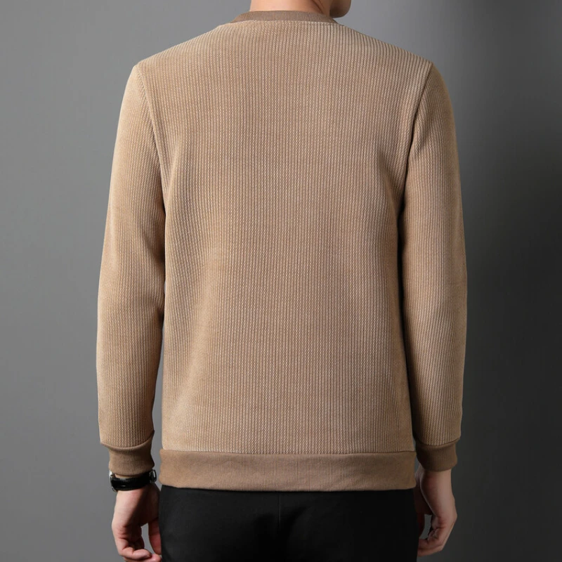 2023 Мъжки пуловер, пуловер, обикновен пуловер с дълъг ръкав и кръгло деколте, ежедневни мъжки дрехи Изображение 4