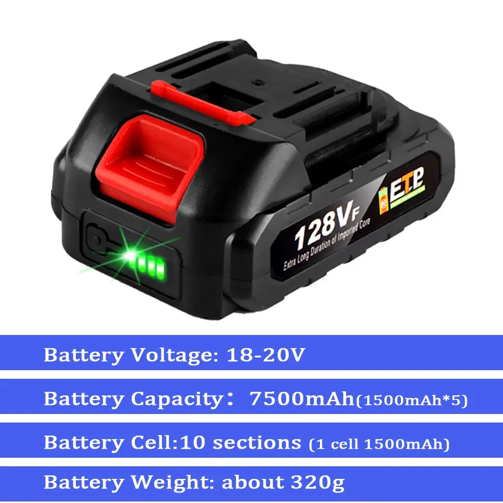 Акумулаторна литиево-йонна батерия 18v голям капацитет, с индикатор за зареждане на батерията за батерия електроинструменти Makita EUPlug Изображение 4