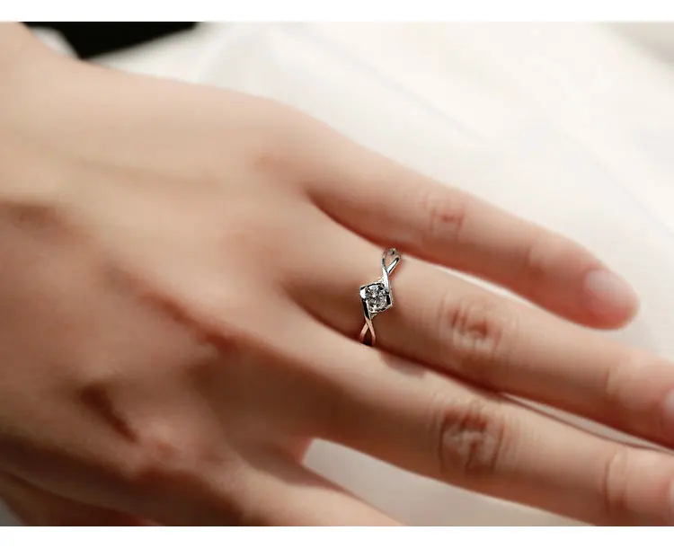 Лъскави сватбени пръстени с цирконии ААА за жени, сребърни кристали, годежни пръстени за жени, бижута Анел bague femme, подарък Изображение 4