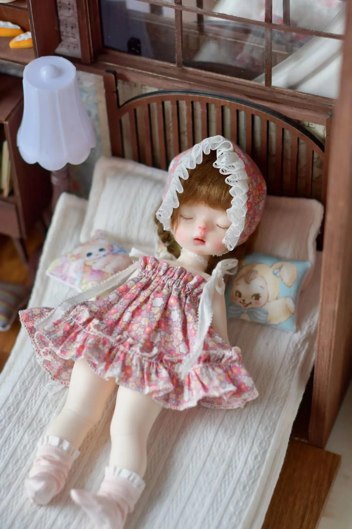 Облекло за кукли BJD подходящ за 1/6 размер скъпа стоп-моушън облекло сънливи пола на подтяжках сладък цветен костюм и аксесоари за кукли (3 точки) Изображение 4