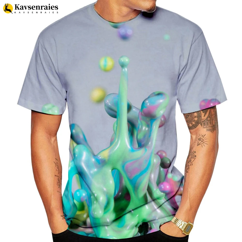 2023 Новата Модерна Тениска с 3D принтом под формата на преливащи спрей Боя, Мъжки Дамски Годишна Ежедневна Тениска, Градинска Дрехи, Извънгабаритни Блузи, Тениски Изображение 5