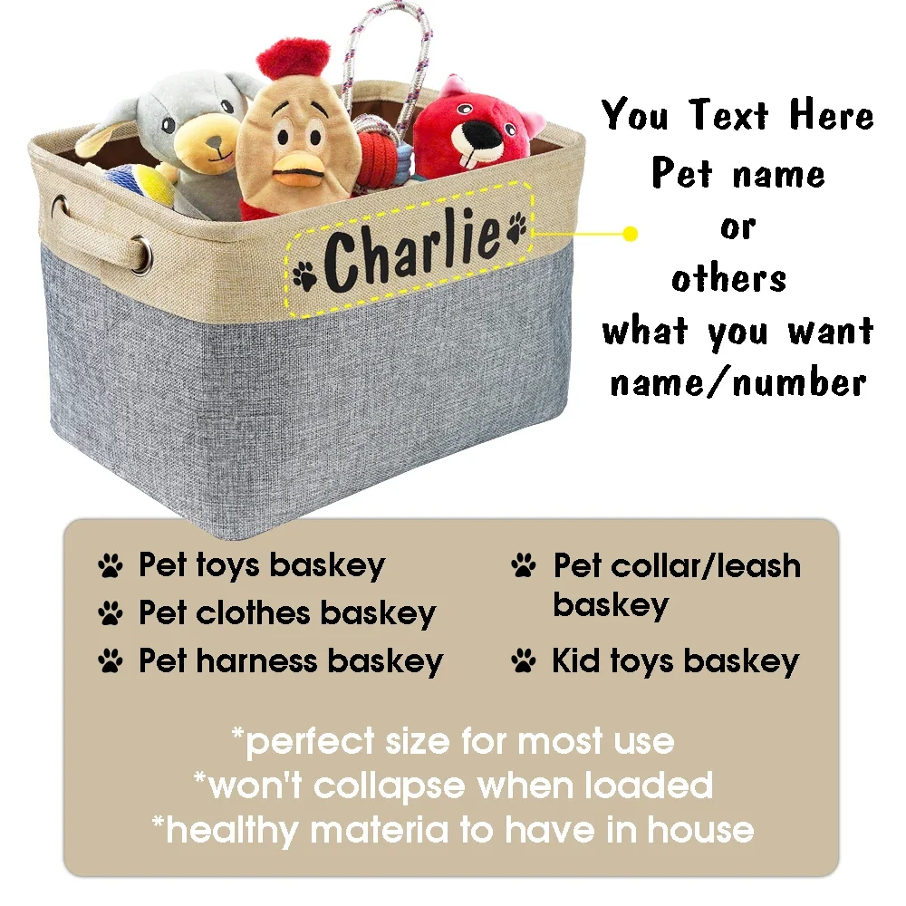 Кутия за спално бельо за кучета, кош за играчки, Сгъваеми прибори, Холщовая Чанта за детски играчки, Персонални Контейнери Изображение 5