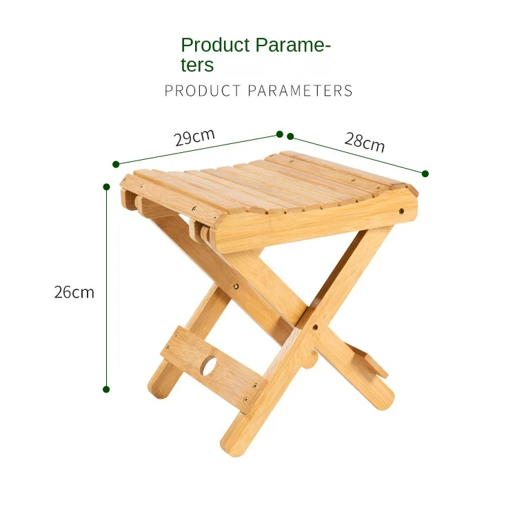 Многофункционален бамбук сгъваем стол, стол за риболов от масивна дървесина, Квадратна пейка, Сгъваема скамеечка за краката в банята, Преносима мебели за дома Изображение 5