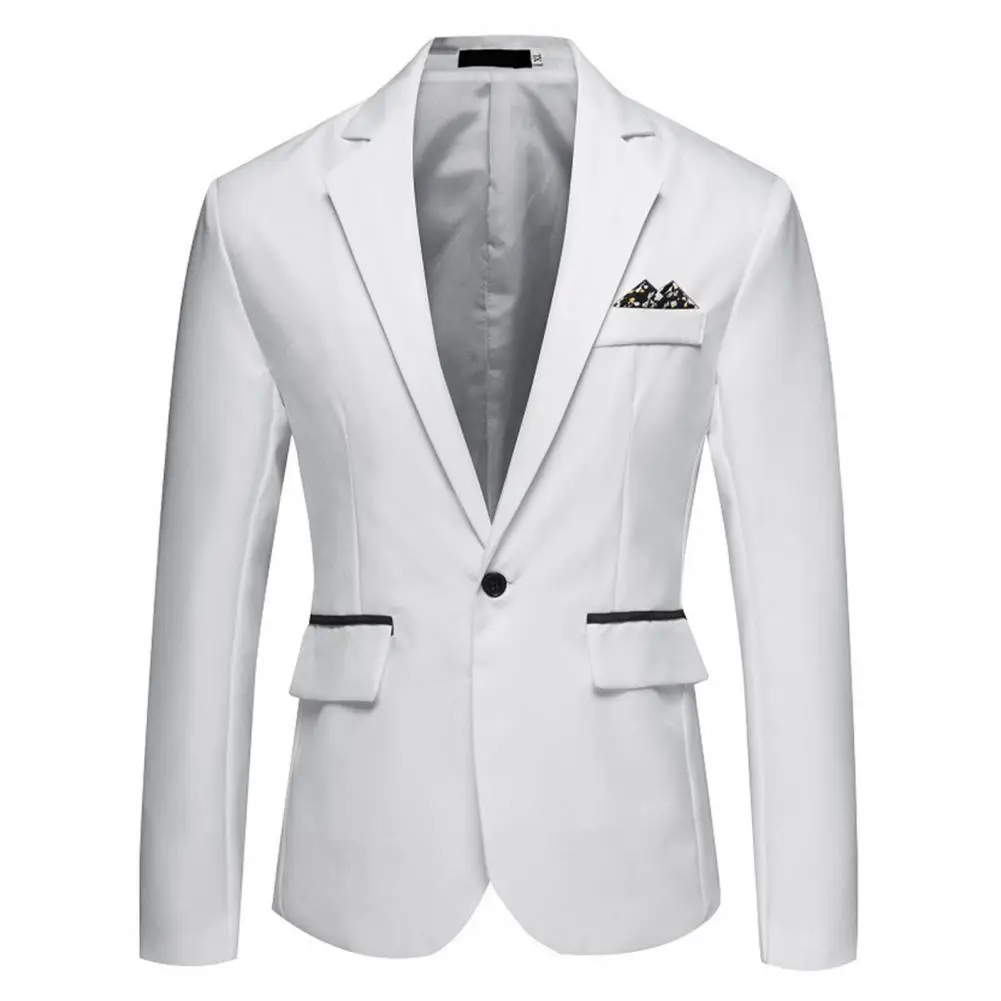 Мъжки костюм, бизнес, всекидневни, без ютия, однорядный, с разрезным яка на една пуговице, палто за сватбени партита, оборудвана офис блейзър Изображение 5