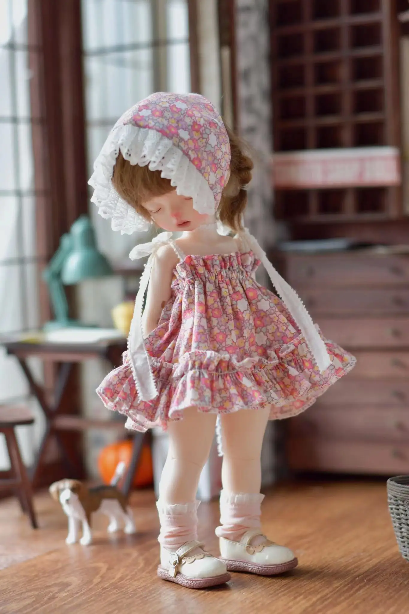 Облекло за кукли BJD подходящ за 1/6 размер скъпа стоп-моушън облекло сънливи пола на подтяжках сладък цветен костюм и аксесоари за кукли (3 точки) Изображение 5