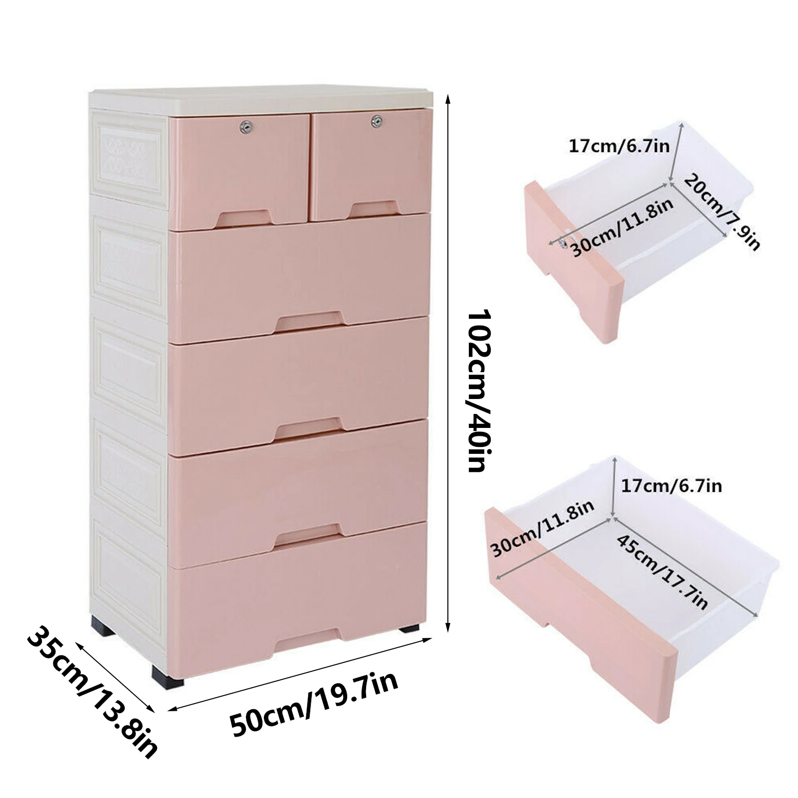Розов Пластмасов шкаф с 6 чекмеджета, Шкаф-органайзер за съхранение, Домашен офис, Спалня Изображение 5