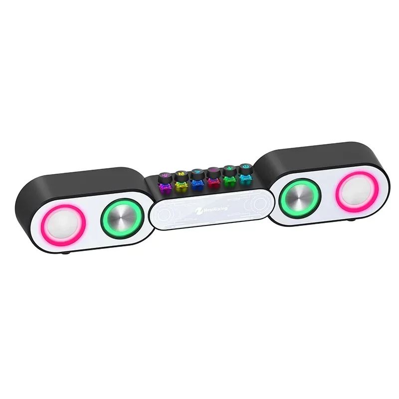 Слот Bluetooth-високоговорител RGB, Киберспортивный субуфер с механичен бутон, блеснали на атмосферни светлина, стерео уредба Hi-Fi, настолен компютър говорител Изображение 5